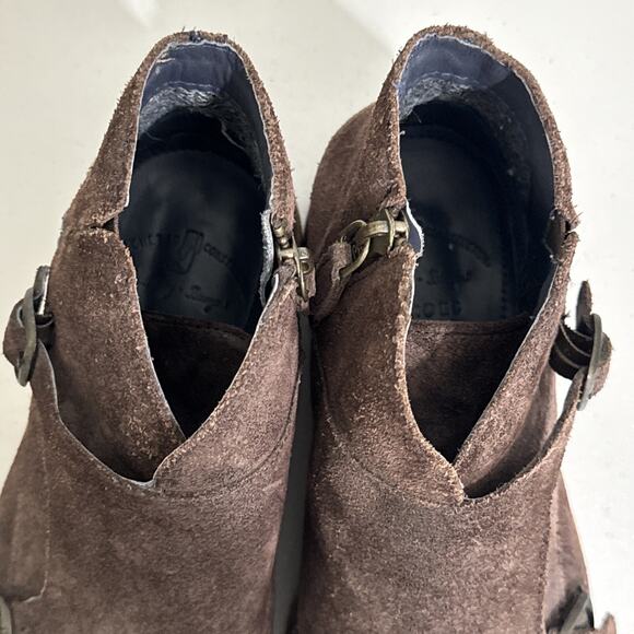 J Shoes Sz 7 Dorado Brown Nubuck Leather Double Monk Strap Booties Chelsea Boots - Picture 7 of 10